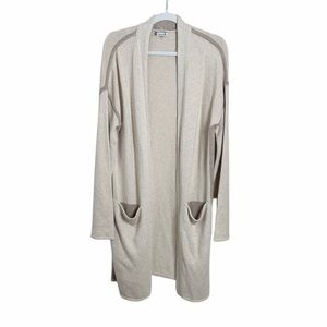 Smartwool Cream Wool Blend Long Line Open Cardigan Size Large